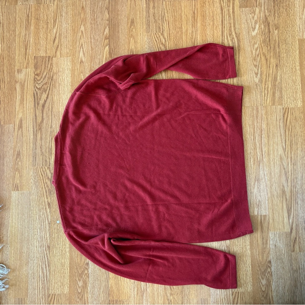 Vintage Cashmere & Silk Thin Red Sweater Shirt - Picture 7 of 7